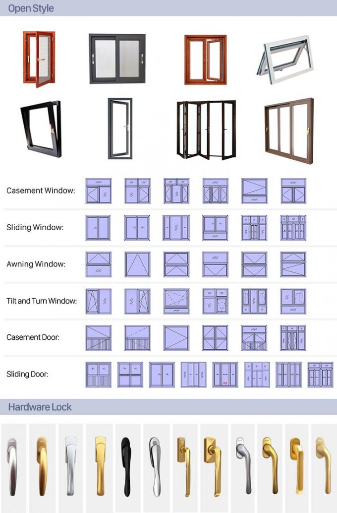 Sơn tĩnh điện Cửa sổ xích đu bằng nhôm 2.3mm-2.5mm Độ dày hồ sơ 3
