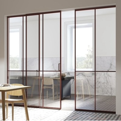 Mesh Glass Entrance Aluminum Sliding Doors Slim Frame 0.7mm Thickness