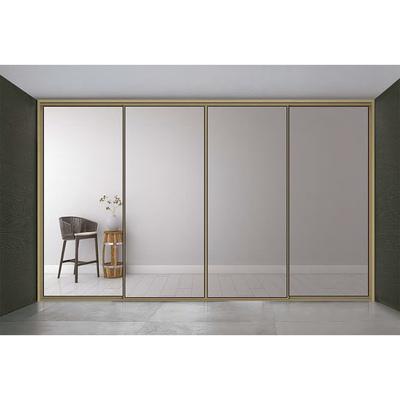Mesh Glass Entrance Aluminum Sliding Doors Slim Frame 0.7mm Thickness